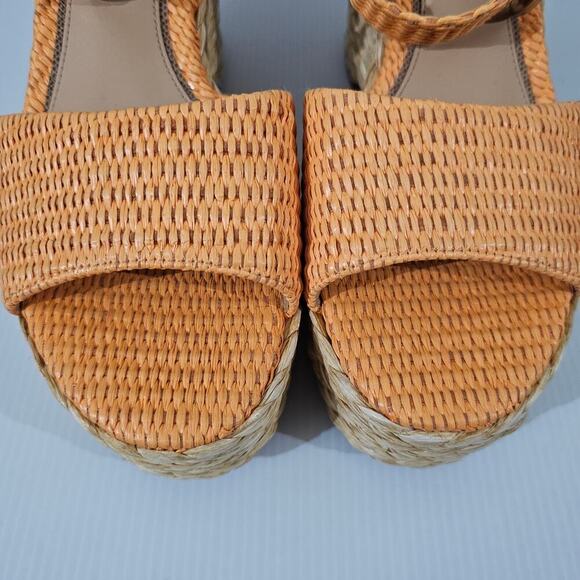 Sam Edelman April Espadrille Wedge Sandal Womens 9.5 Raffia Orange Platform NEW - Picture 5 of 13